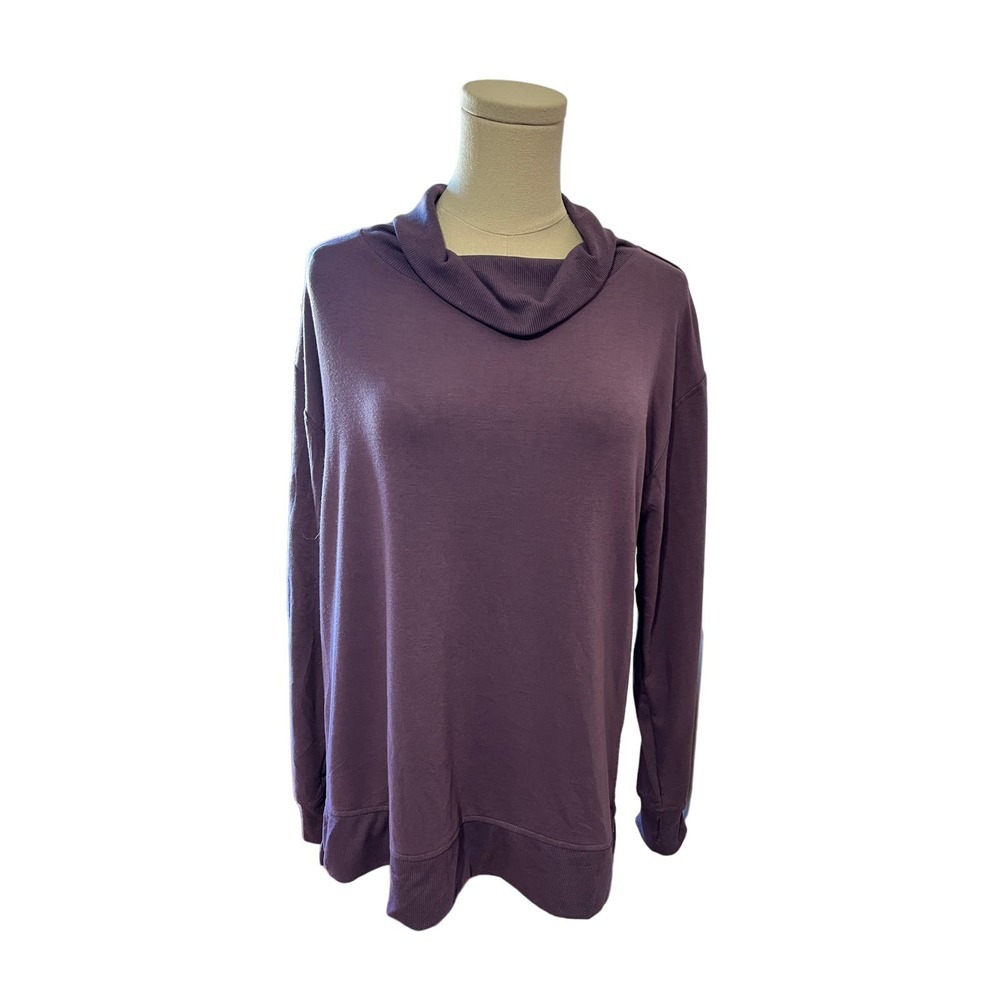 Danskin Pullover Sweatshirt Long Sleeves Cowl Neck Lightweight Purple Womens S​
